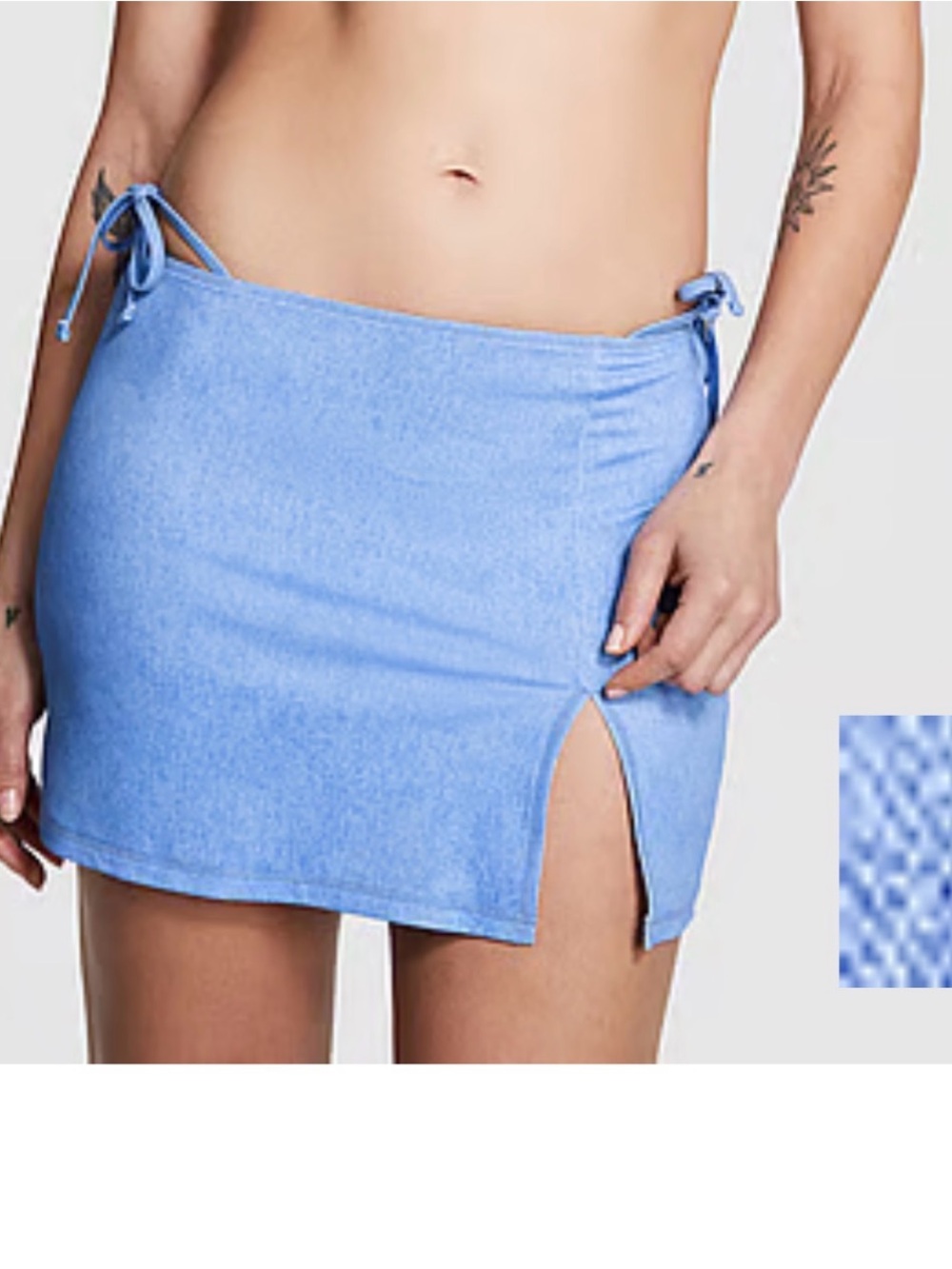 PINK Victoria's Secret Light Blue Tie-Side Swim Sarong with Side Slit